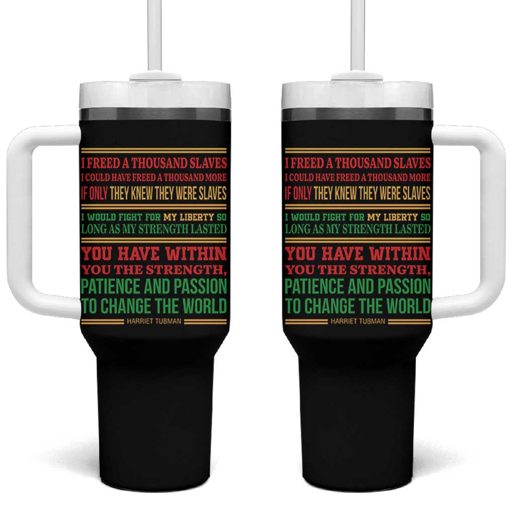 Harriet Tubman Powerful Quote Tumbler With Handle Female Empowerment History Gift - Wonder Print Shop