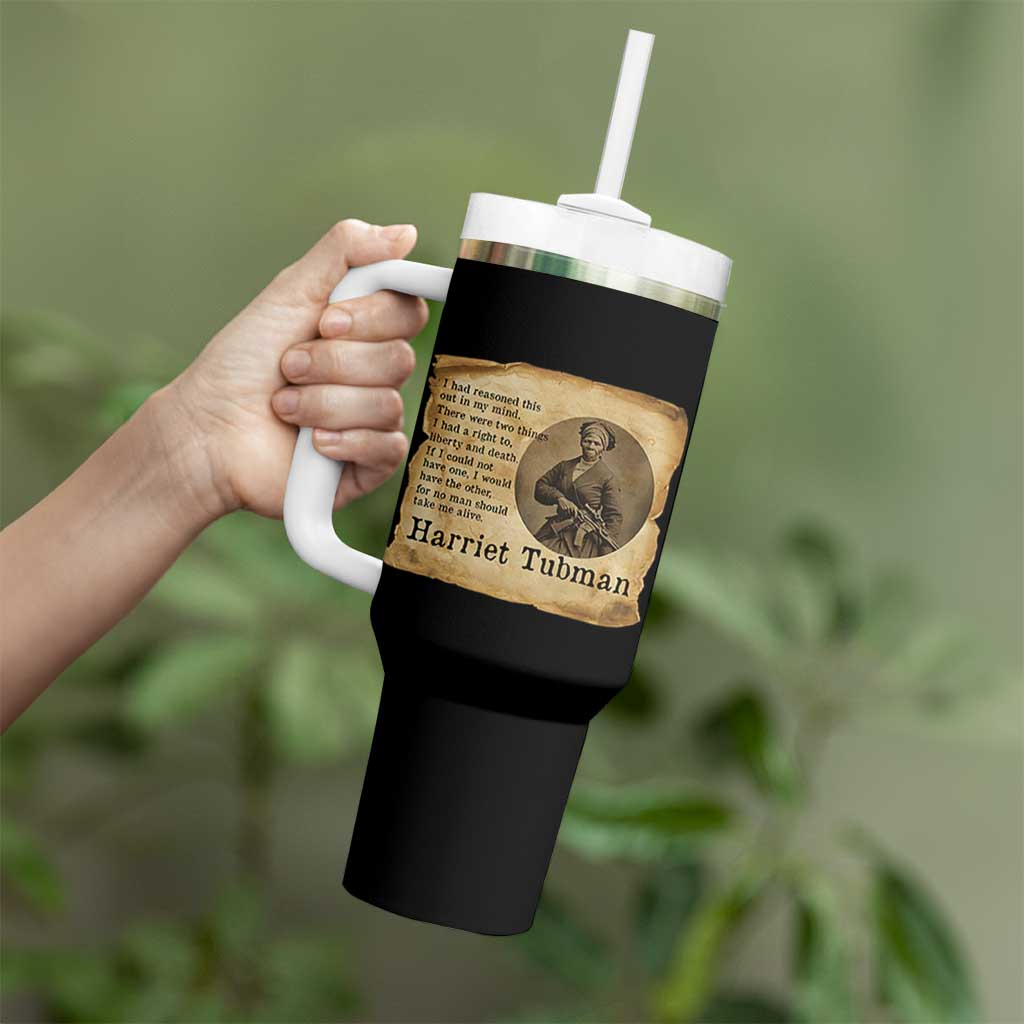 Harriet Tubman Quote Tumbler With Handle Liberty Or Death Empowerment Gift - Wonder Print Shop