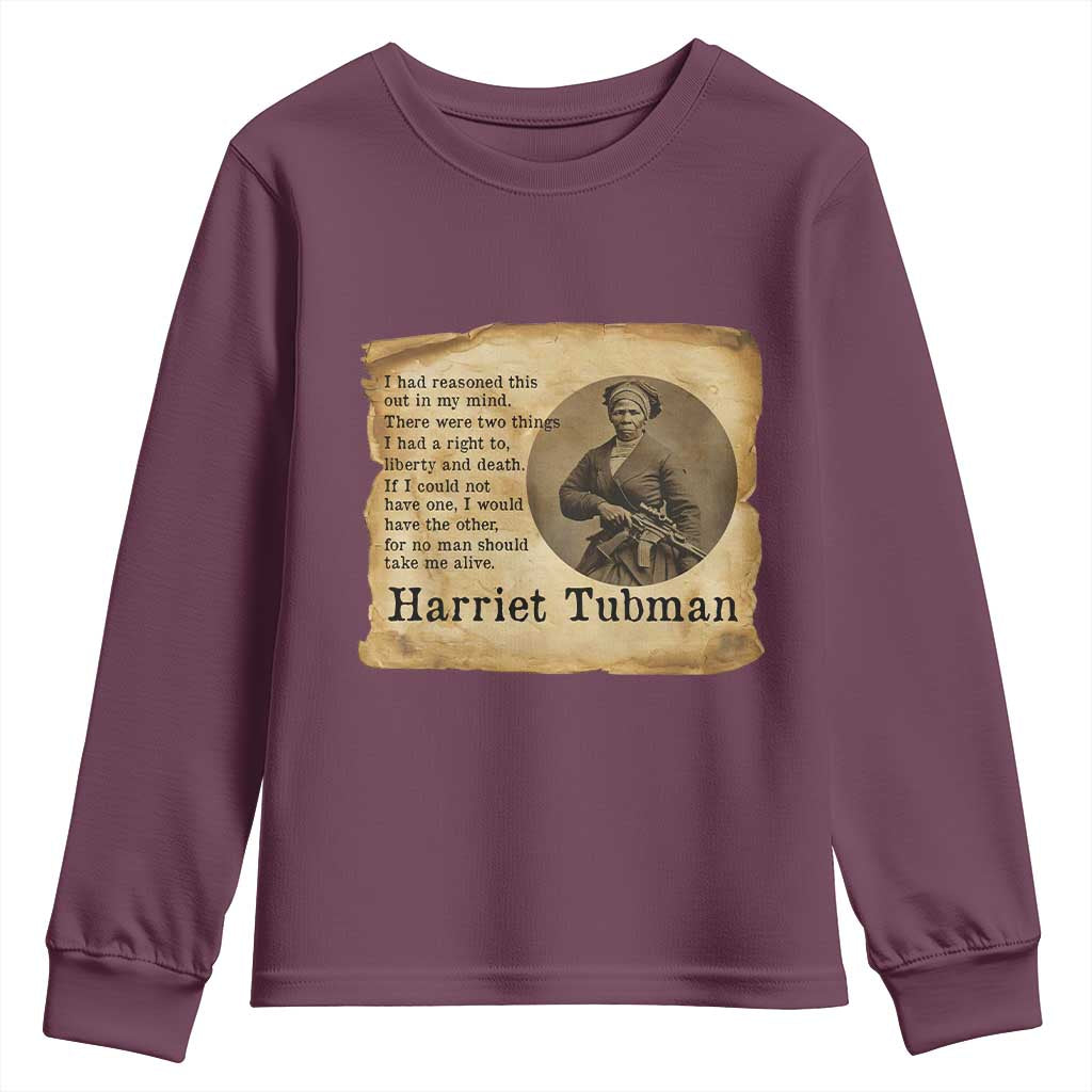 Harriet Tubman Quote Youth Sweatshirt Liberty Or Death Empowerment Gift - Wonder Print Shop