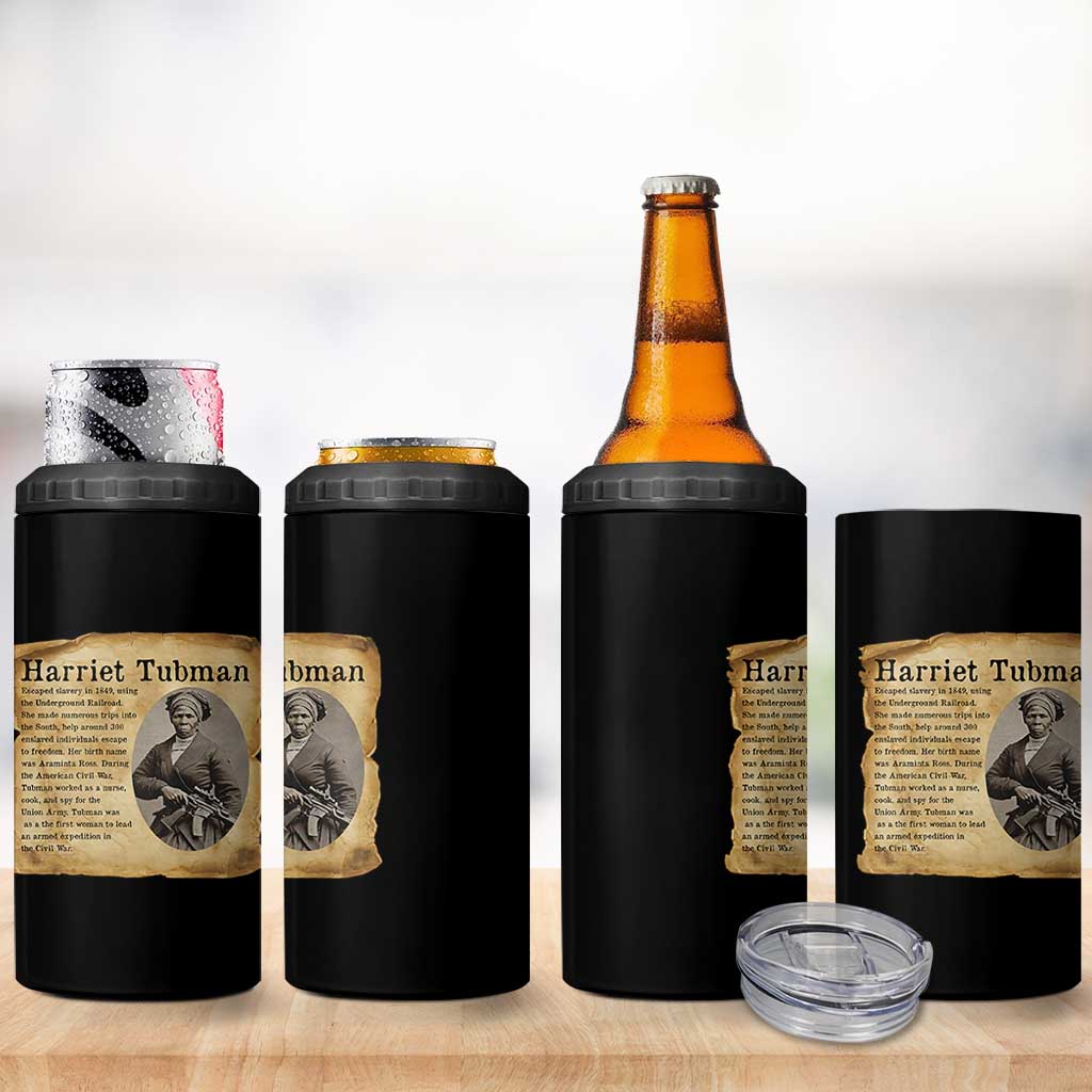 Vintage Harriet Tubman Poster 4 in 1 Can Cooler Tumbler Female Empowerment History Gift - Wonder Print Shop