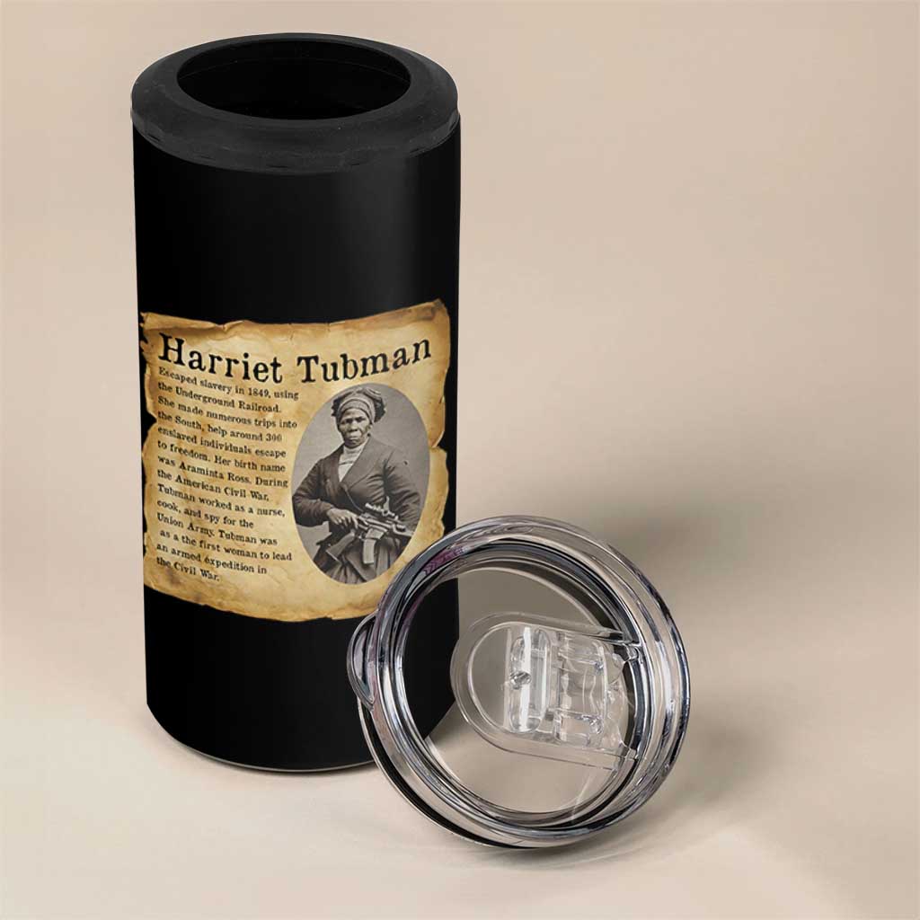 Vintage Harriet Tubman Poster 4 in 1 Can Cooler Tumbler Female Empowerment History Gift - Wonder Print Shop