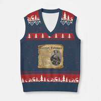 Vintage Harriet Tubman Poster V-Neck Knit Sweater Vest Female Empowerment History Gift - Wonder Print Shop