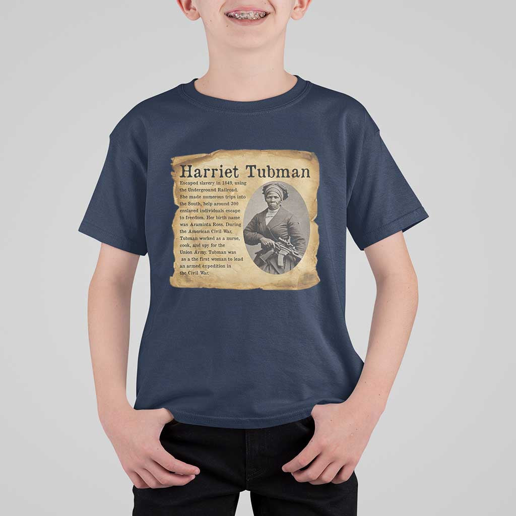 Vintage Harriet Tubman Poster T Shirt For Kid Female Empowerment History Gift - Wonder Print Shop