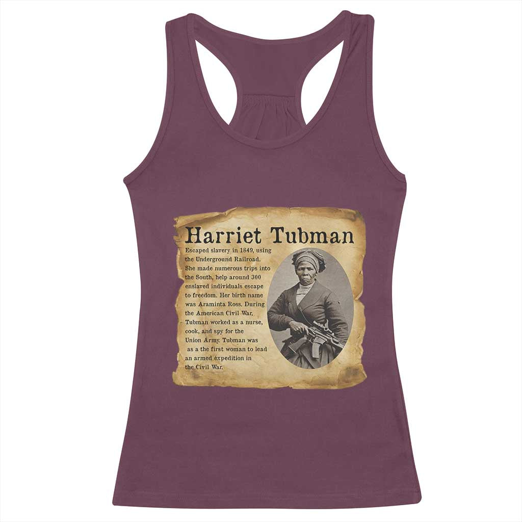 Vintage Harriet Tubman Poster Racerback Tank Top Female Empowerment History Gift - Wonder Print Shop