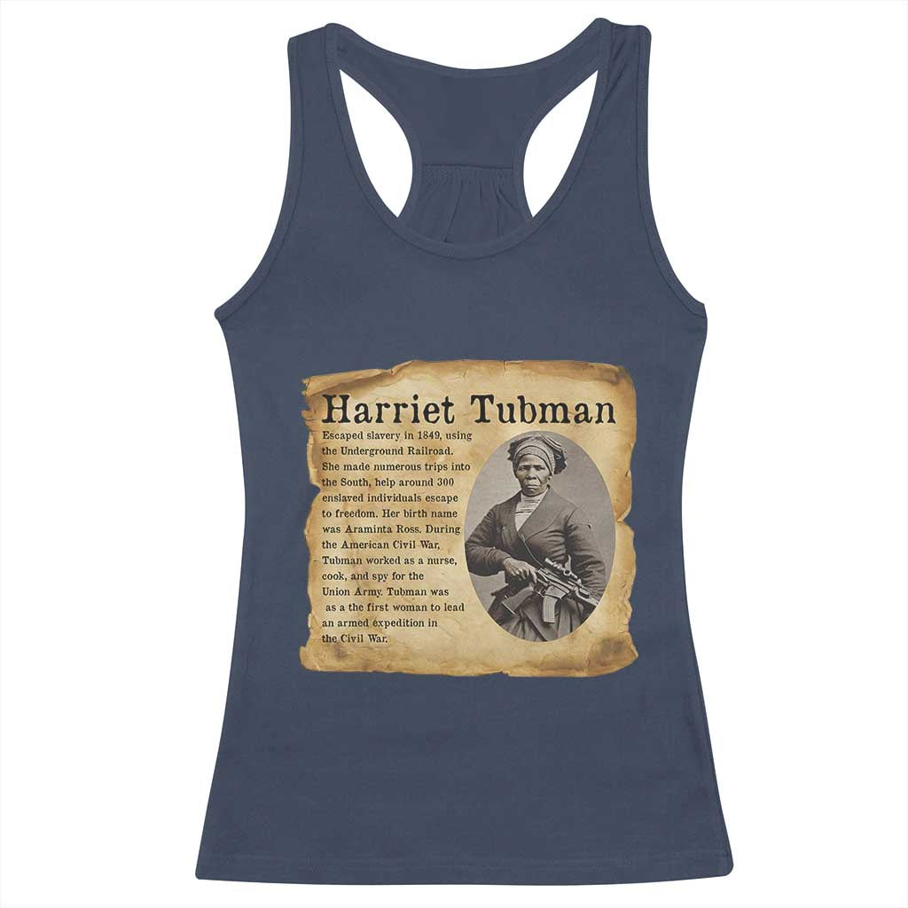 Vintage Harriet Tubman Poster Racerback Tank Top Female Empowerment History Gift - Wonder Print Shop