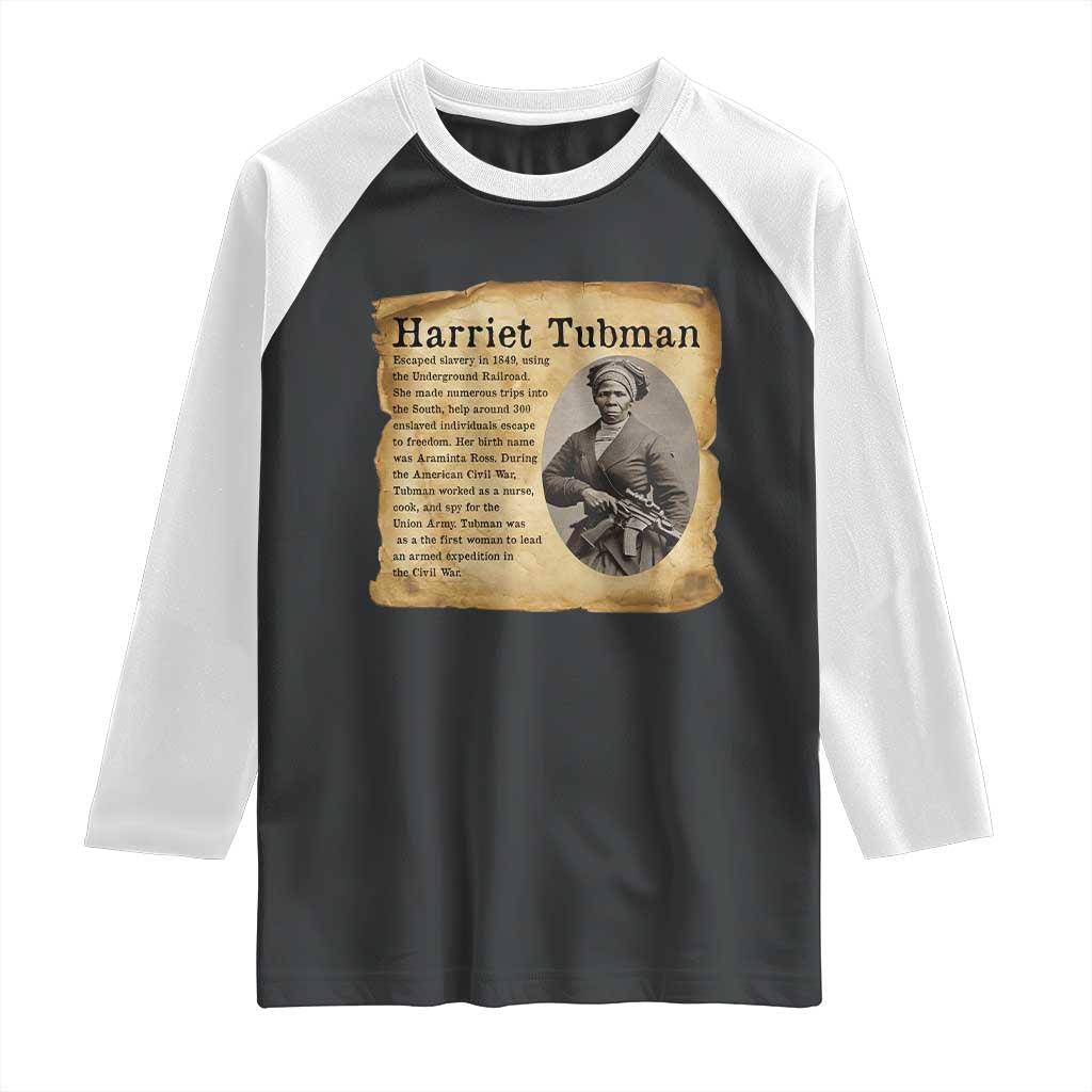 Vintage Harriet Tubman Poster Raglan Shirt Female Empowerment History Gift - Wonder Print Shop