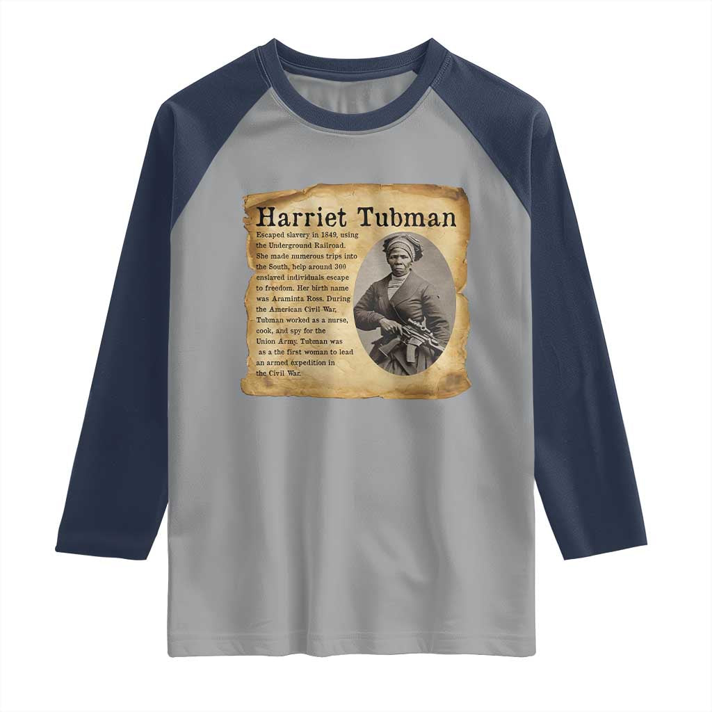 Vintage Harriet Tubman Poster Raglan Shirt Female Empowerment History Gift - Wonder Print Shop