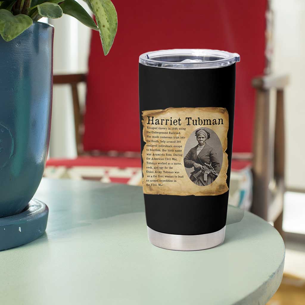 Vintage Harriet Tubman Poster Tumbler Cup Female Empowerment History Gift - Wonder Print Shop