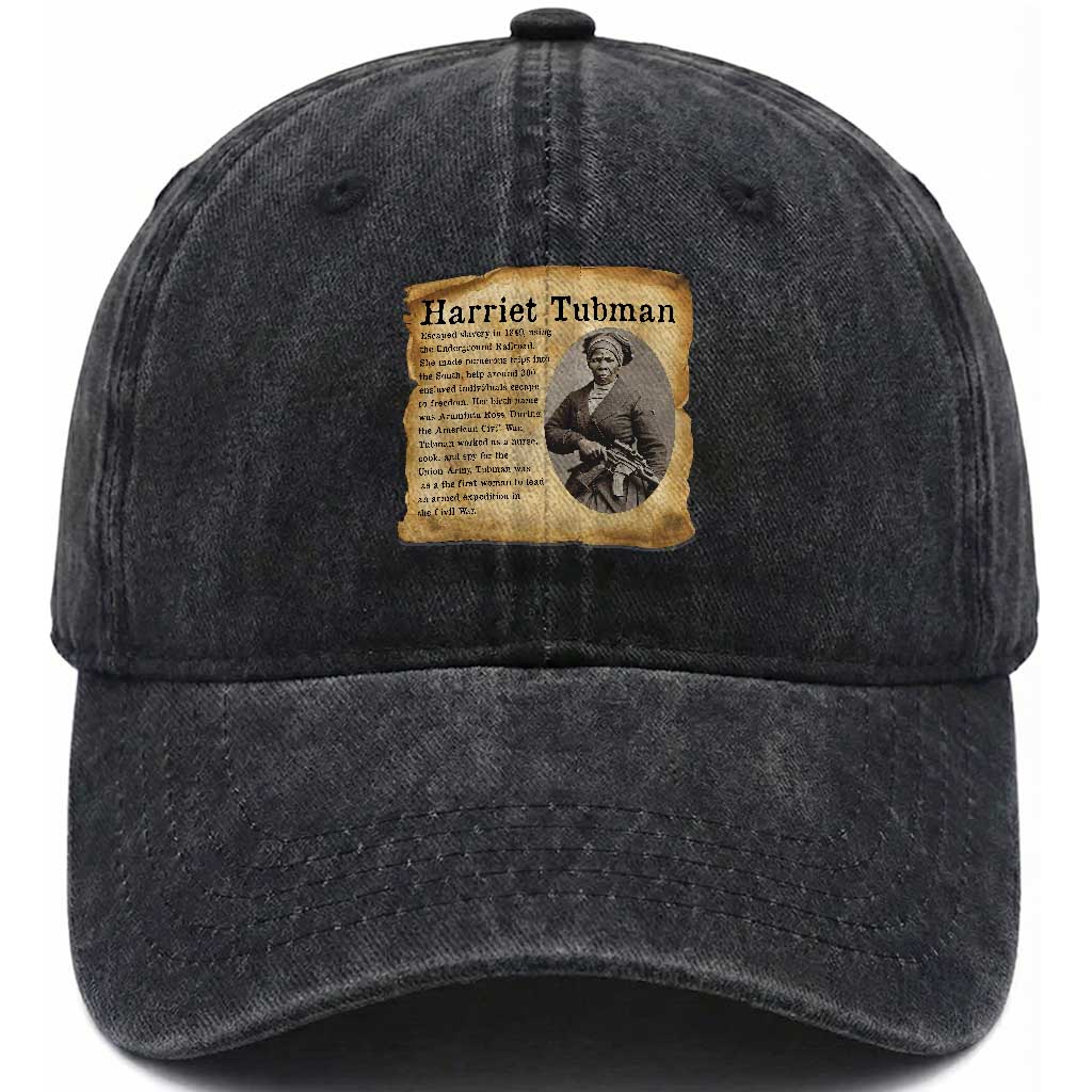 Vintage Harriet Tubman Poster Washed Cotton Baseball Cap Female Empowerment History Gift