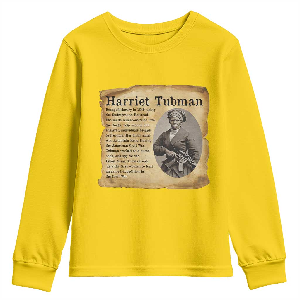 Vintage Harriet Tubman Poster Youth Sweatshirt Female Empowerment History Gift - Wonder Print Shop