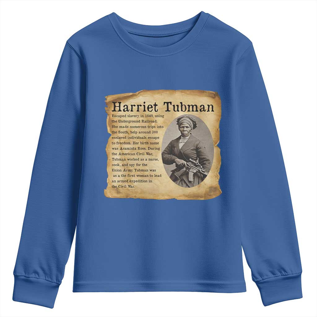 Vintage Harriet Tubman Poster Youth Sweatshirt Female Empowerment History Gift - Wonder Print Shop