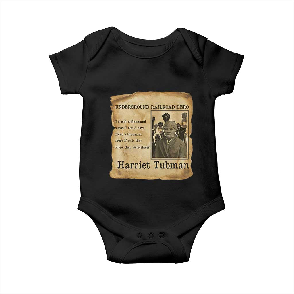 Harriet Tubman Quote Baby Onesie I Freed A Thousand People Vintage Poster - Wonder Print Shop