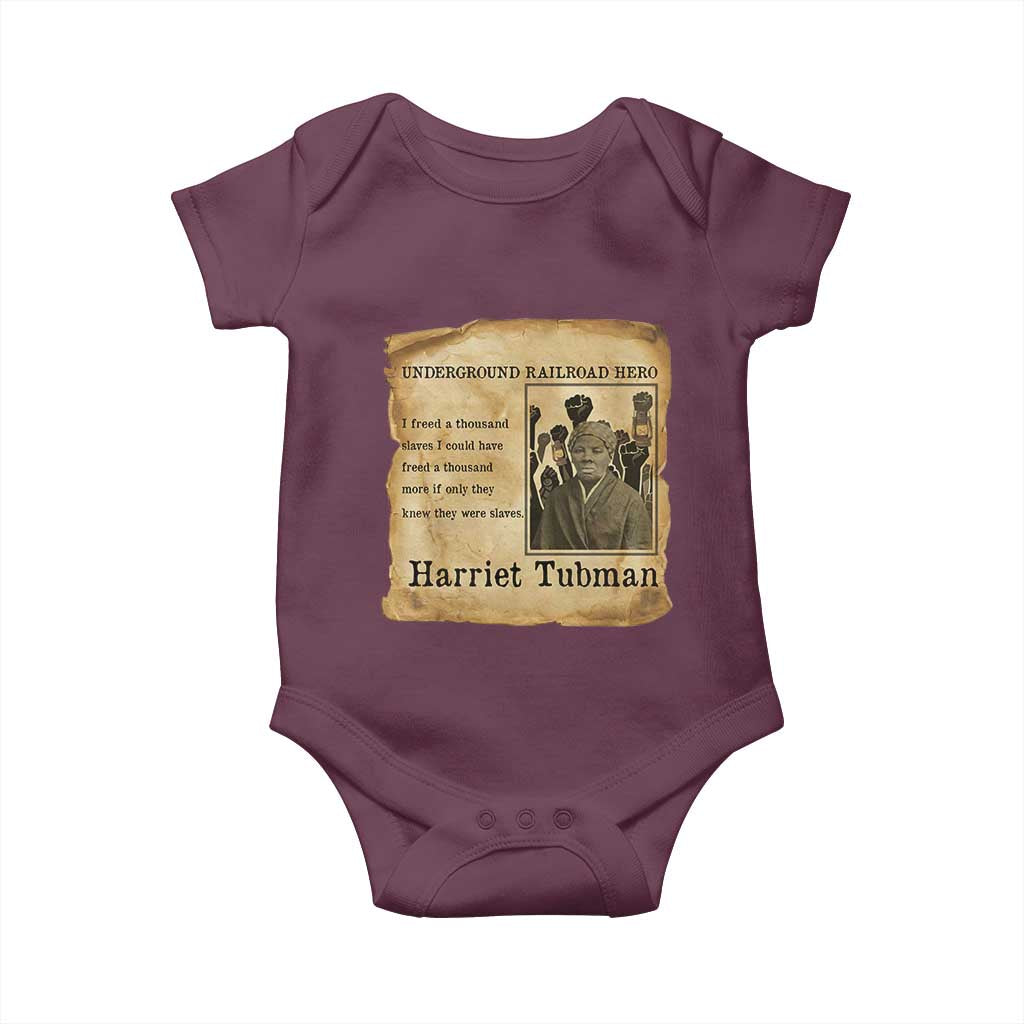 Harriet Tubman Quote Baby Onesie I Freed A Thousand People Vintage Poster - Wonder Print Shop