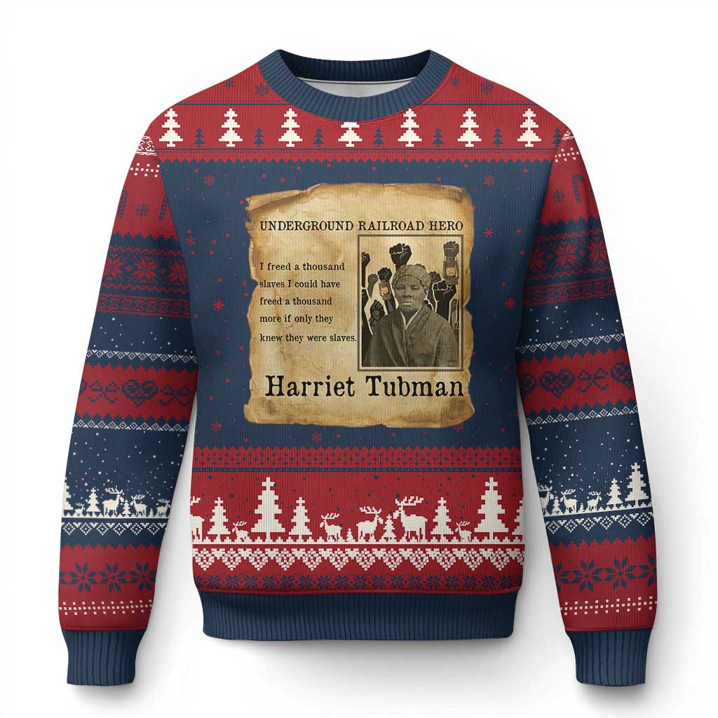 Harriet Tubman Quote Ugly Christmas Sweater I Freed A Thousand People Vintage Poster - Wonder Print Shop