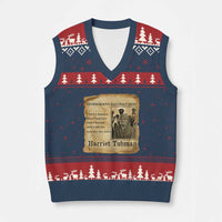 Harriet Tubman Quote V-Neck Knit Sweater Vest I Freed A Thousand People Vintage Poster - Wonder Print Shop