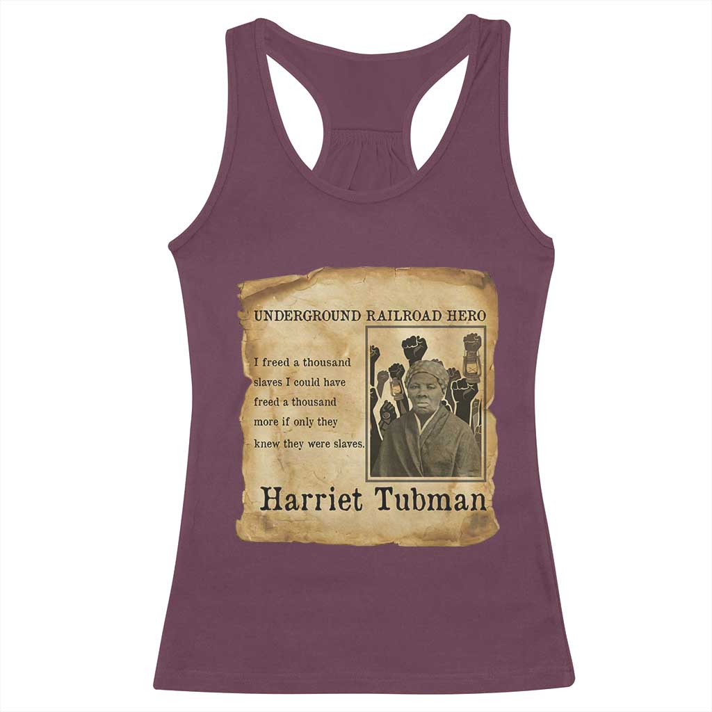 Harriet Tubman Quote Racerback Tank Top I Freed A Thousand People Vintage Poster - Wonder Print Shop
