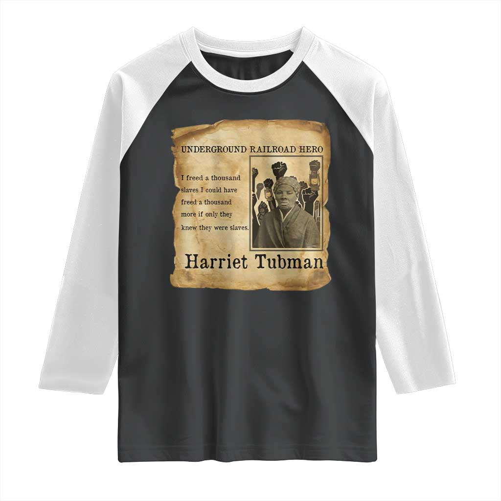 Harriet Tubman Quote Raglan Shirt I Freed A Thousand People Vintage Poster - Wonder Print Shop