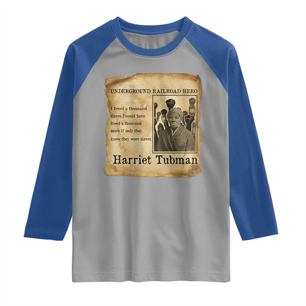 Harriet Tubman Quote Raglan Shirt I Freed A Thousand People Vintage Poster - Wonder Print Shop