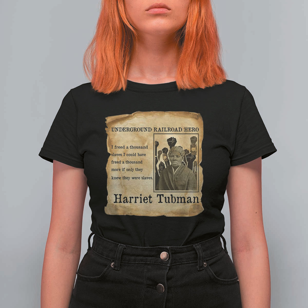 Harriet Tubman Quote T Shirt For Women I Freed A Thousand People Vintage Poster - Wonder Print Shop