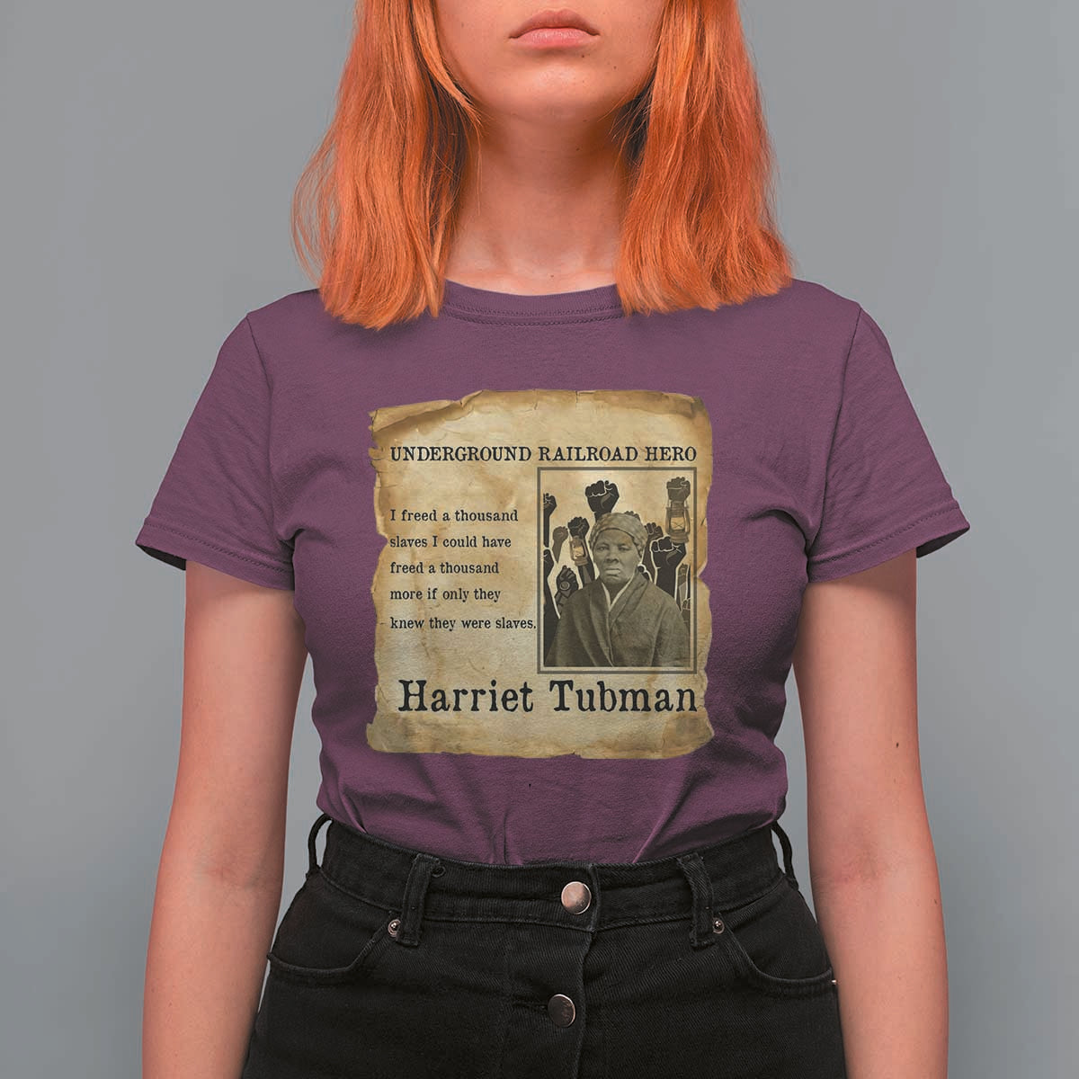 Harriet Tubman Quote T Shirt For Women I Freed A Thousand People Vintage Poster - Wonder Print Shop