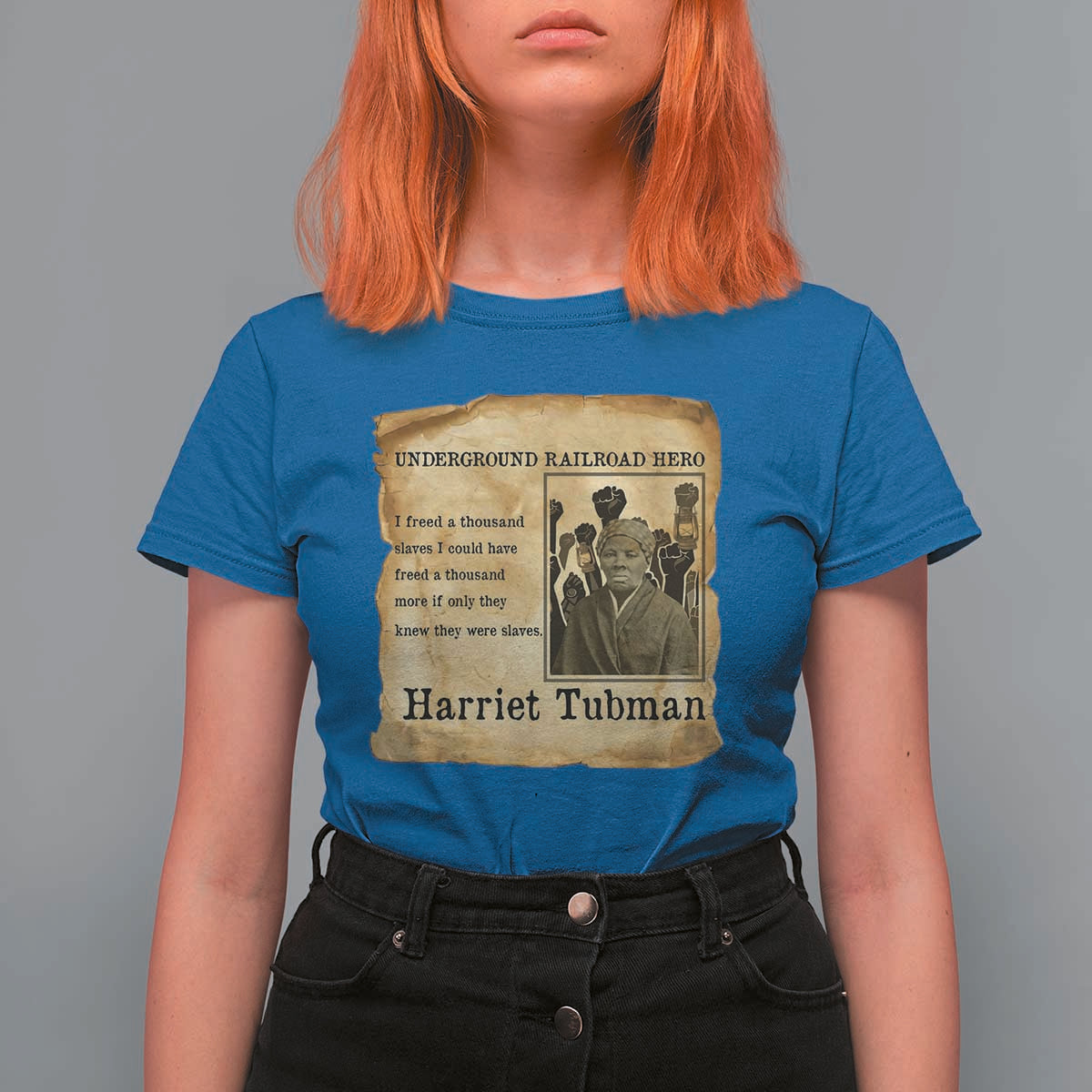 Harriet Tubman Quote T Shirt For Women I Freed A Thousand People Vintage Poster - Wonder Print Shop