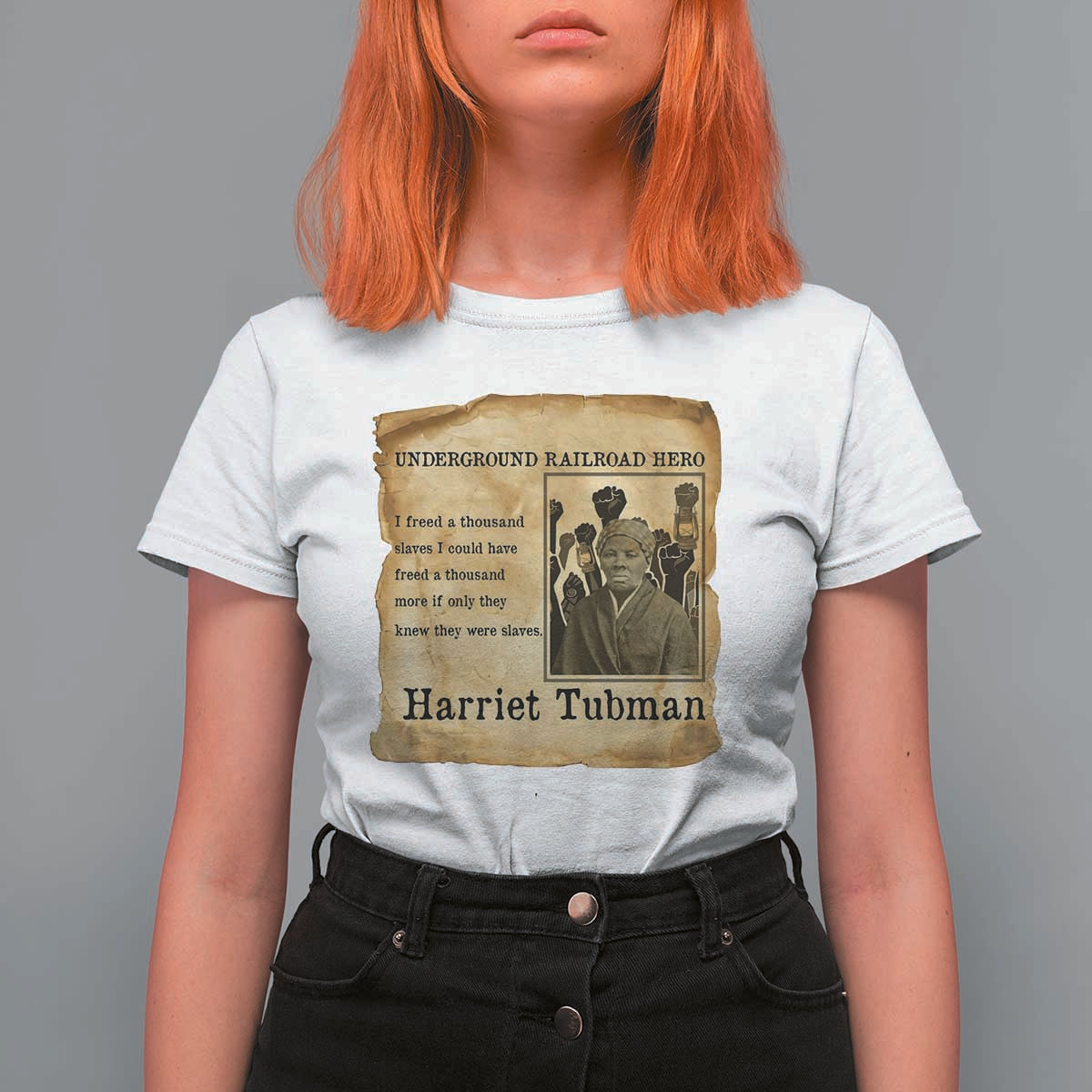 Harriet Tubman Quote T Shirt For Women I Freed A Thousand People Vintage Poster - Wonder Print Shop