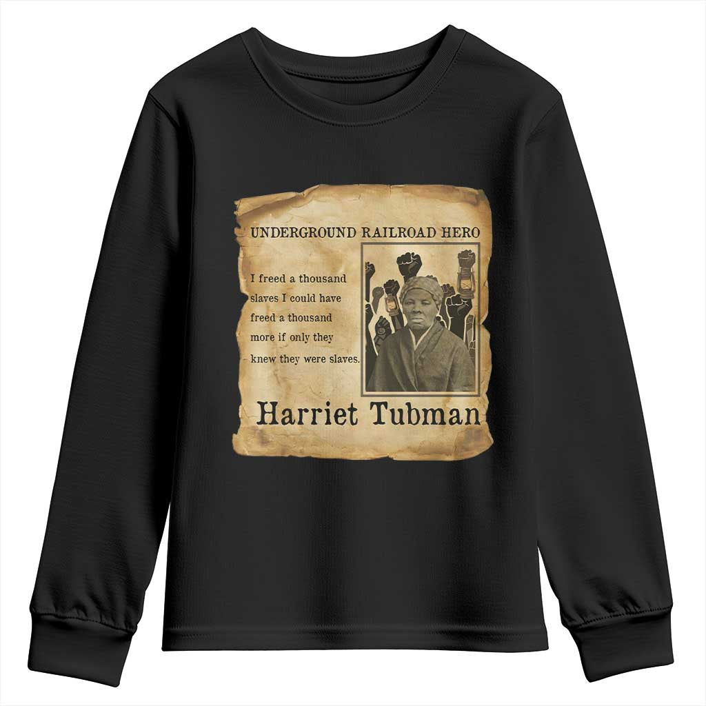 Harriet Tubman Quote Youth Sweatshirt I Freed A Thousand People Vintage Poster - Wonder Print Shop