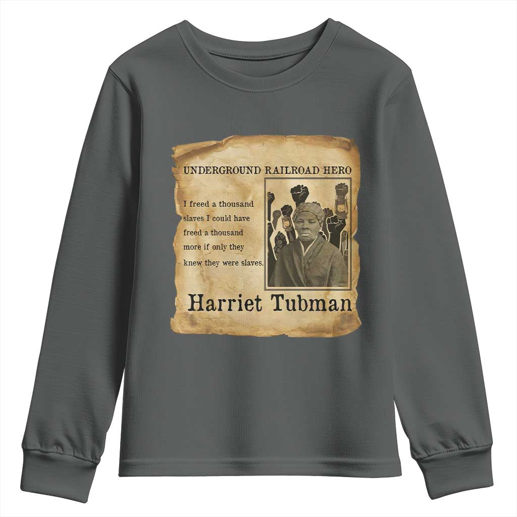 Harriet Tubman Quote Youth Sweatshirt I Freed A Thousand People Vintage Poster - Wonder Print Shop