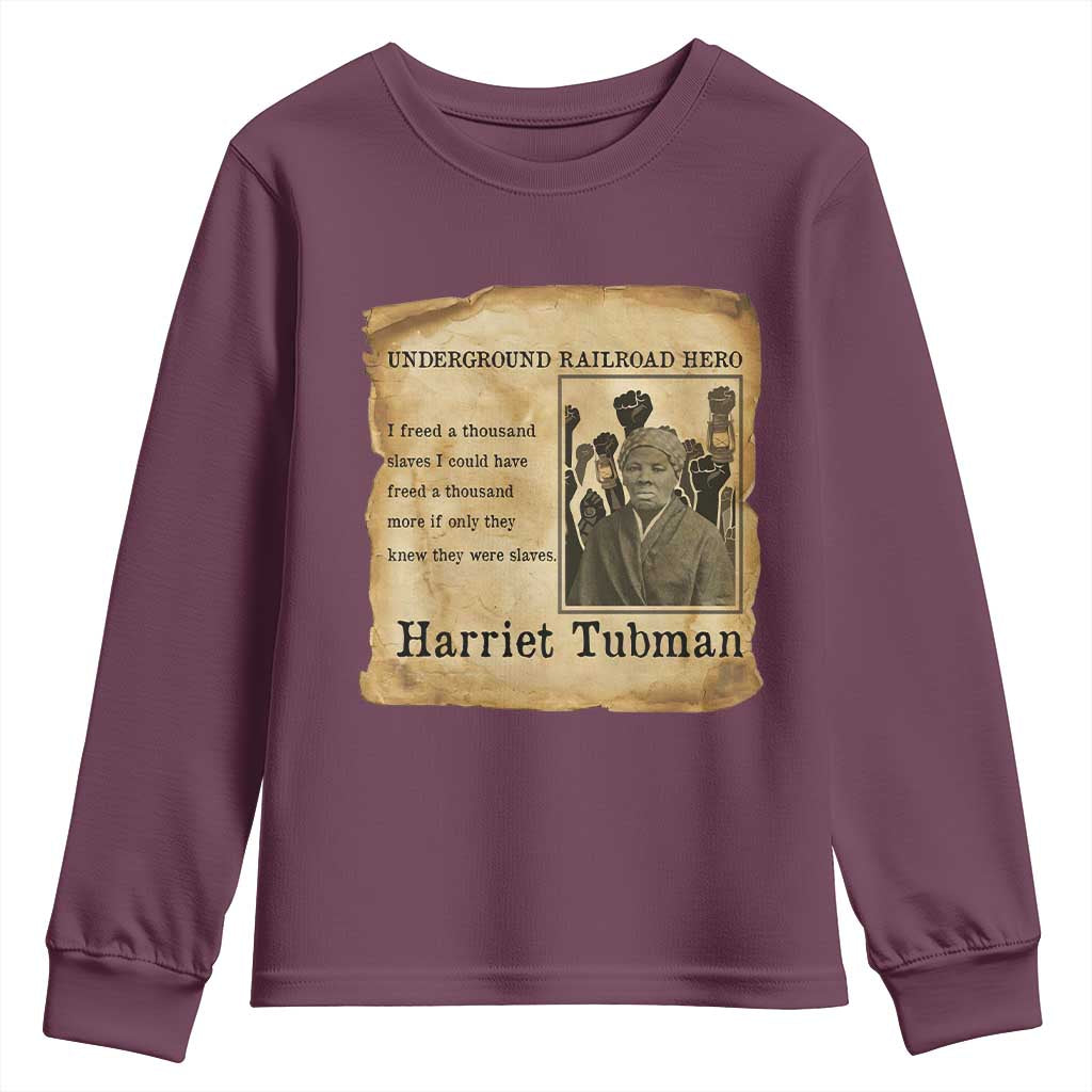 Harriet Tubman Quote Youth Sweatshirt I Freed A Thousand People Vintage Poster - Wonder Print Shop