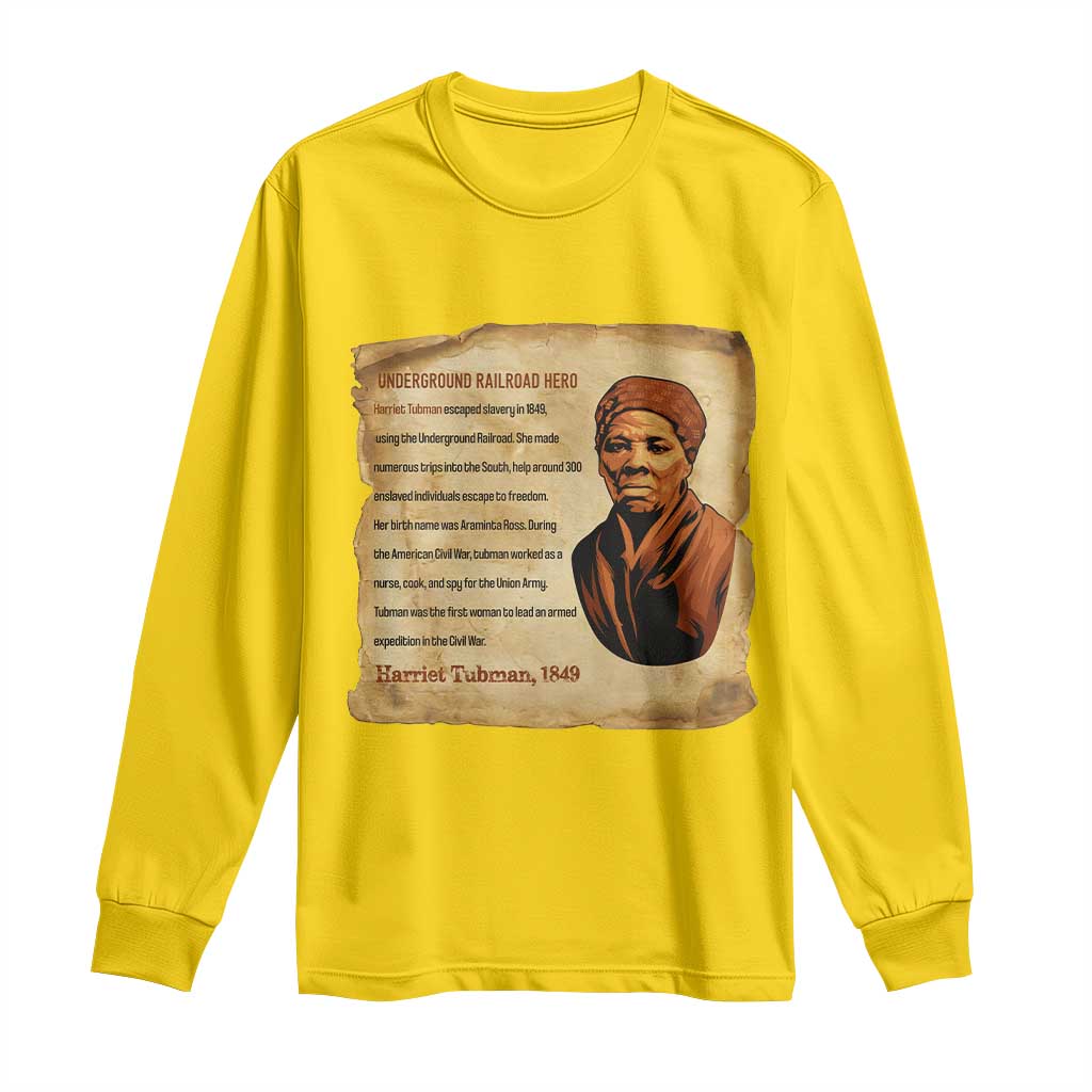 Harriet Tubman Long Sleeve Shirt Black American Hero Underground Railroad - Wonder Print Shop