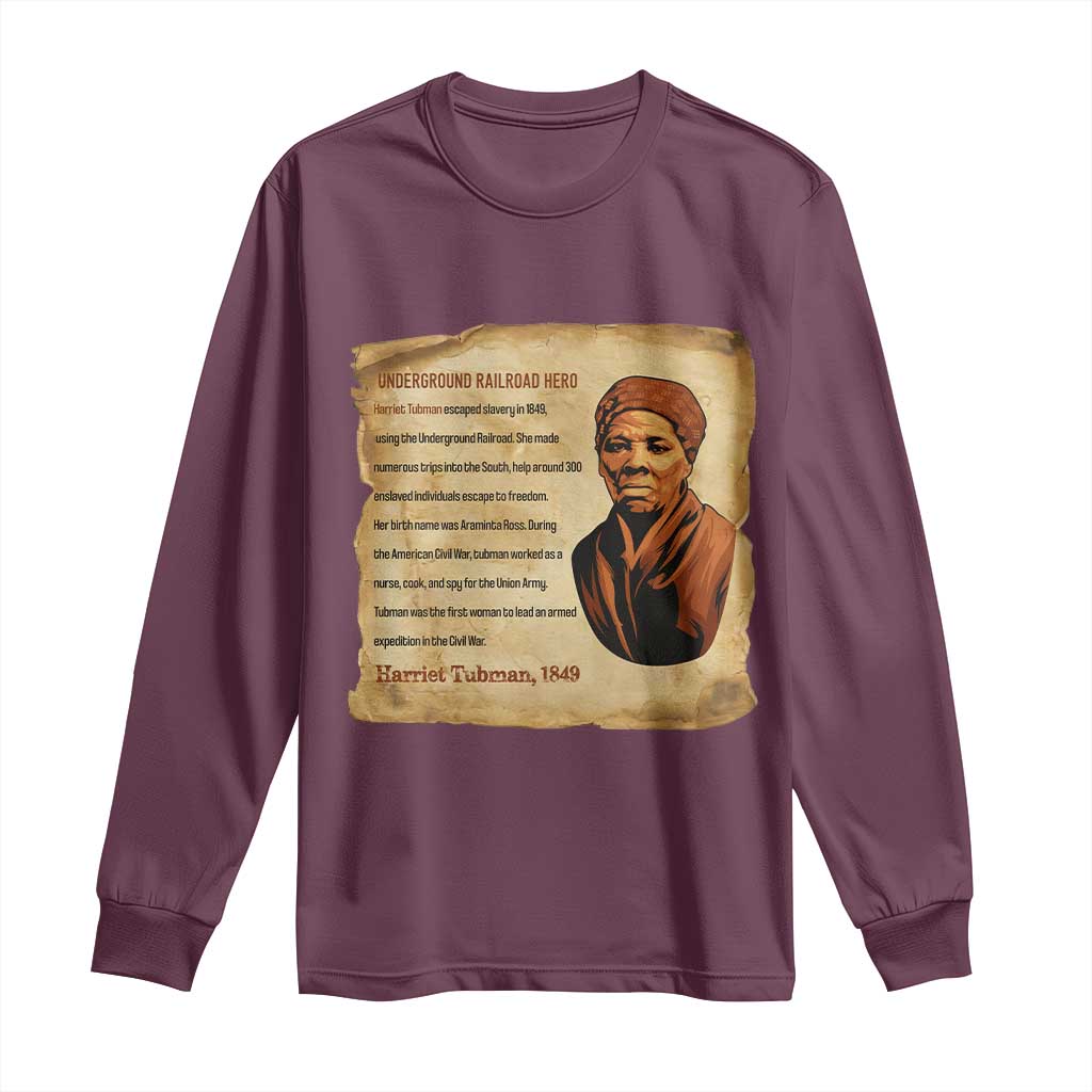 Harriet Tubman Long Sleeve Shirt Black American Hero Underground Railroad - Wonder Print Shop