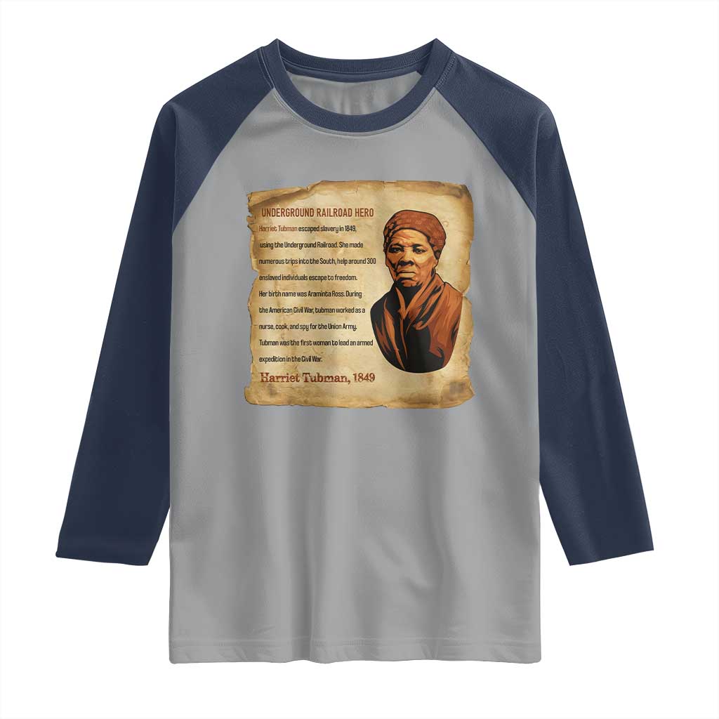 Harriet Tubman Raglan Shirt Black American Hero Underground Railroad - Wonder Print Shop