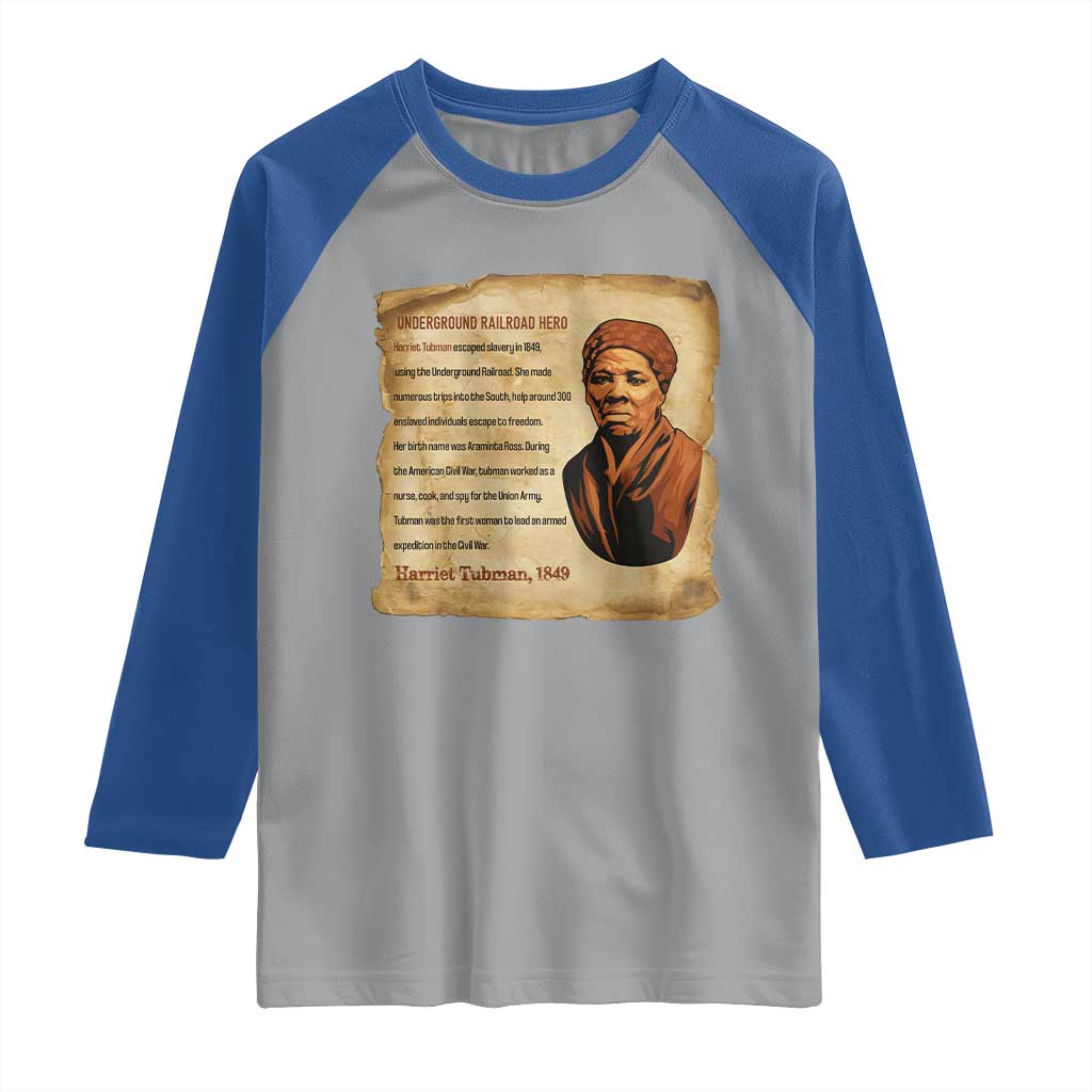 Harriet Tubman Raglan Shirt Black American Hero Underground Railroad - Wonder Print Shop