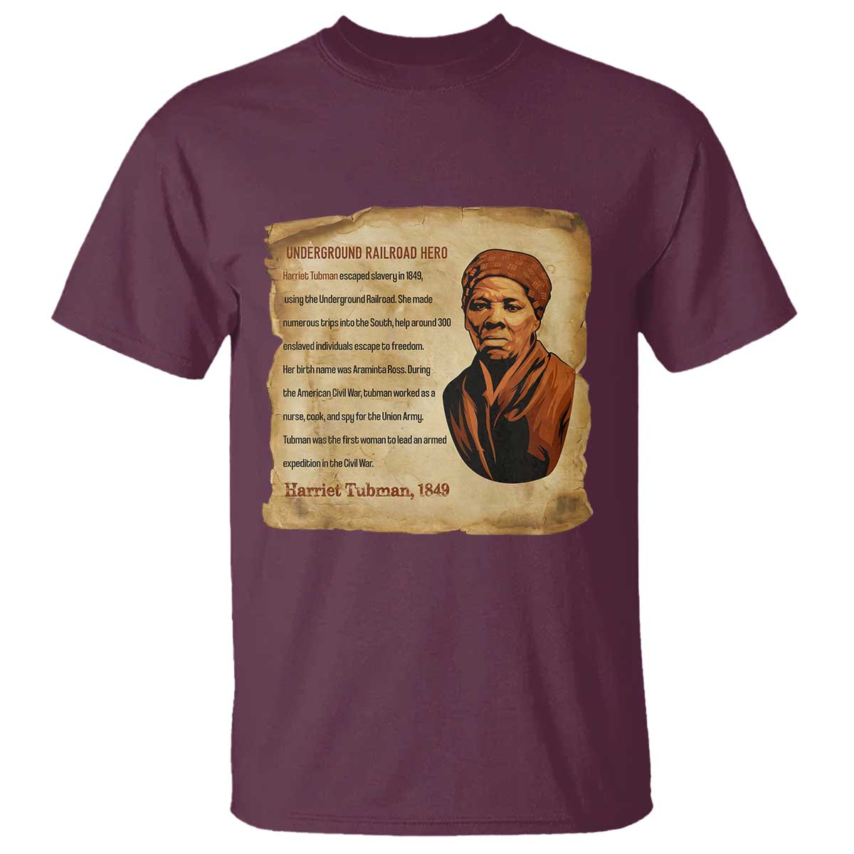 Harriet Tubman T Shirt Black American Hero Underground Railroad - Wonder Print Shop