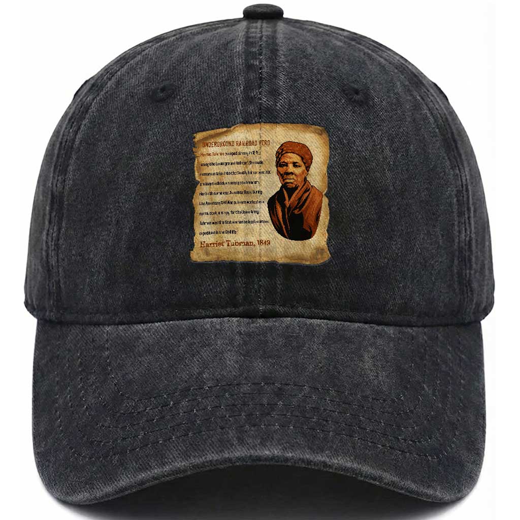 Harriet Tubman Washed Cotton Baseball Cap Black American Hero Underground Railroad
