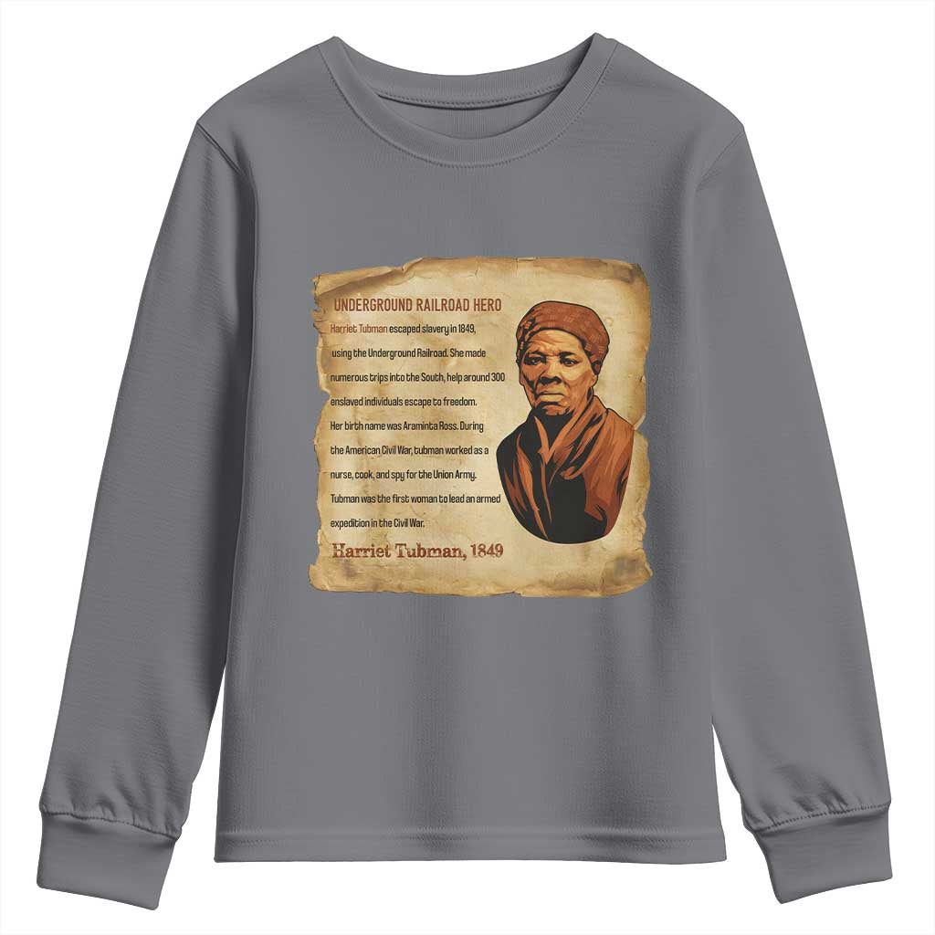 Harriet Tubman Youth Sweatshirt Black American Hero Underground Railroad - Wonder Print Shop