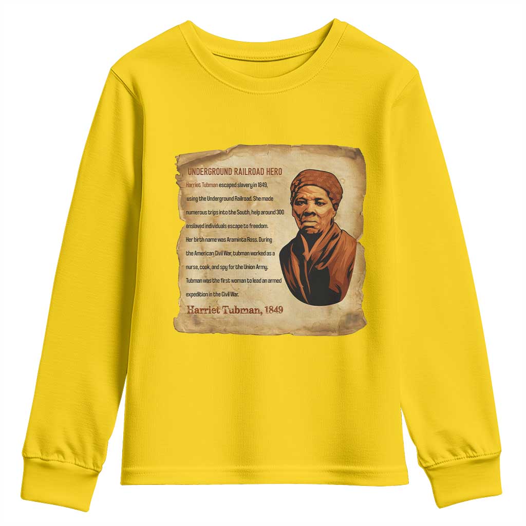 Harriet Tubman Youth Sweatshirt Black American Hero Underground Railroad - Wonder Print Shop