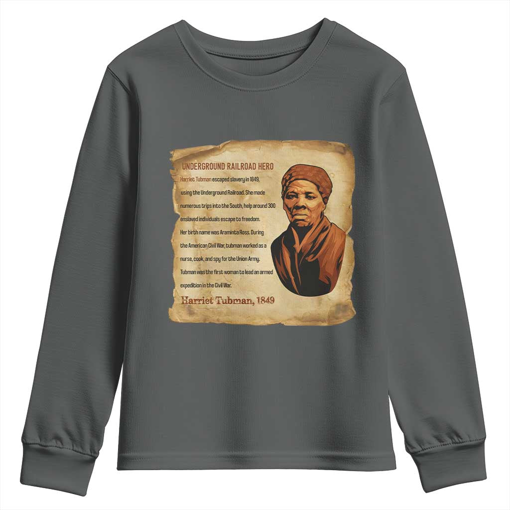 Harriet Tubman Youth Sweatshirt Black American Hero Underground Railroad - Wonder Print Shop