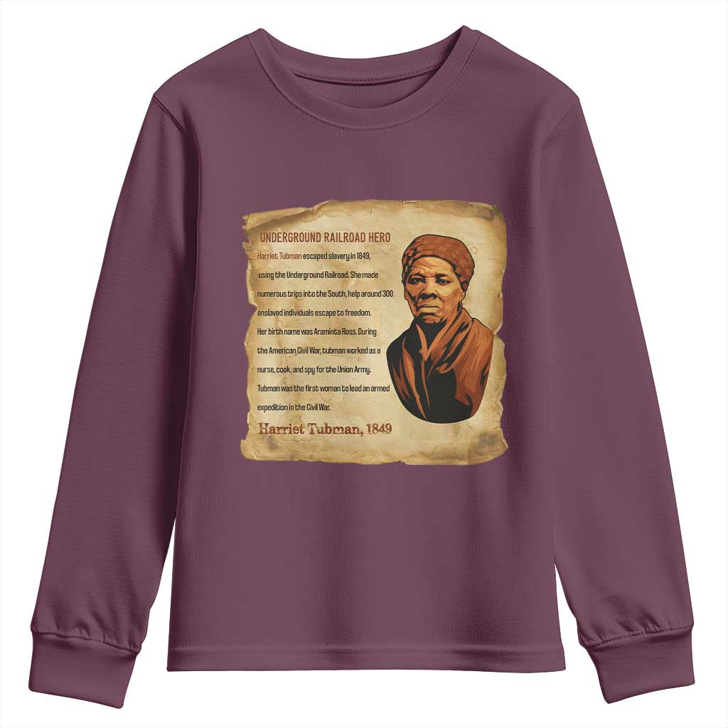 Harriet Tubman Youth Sweatshirt Black American Hero Underground Railroad - Wonder Print Shop