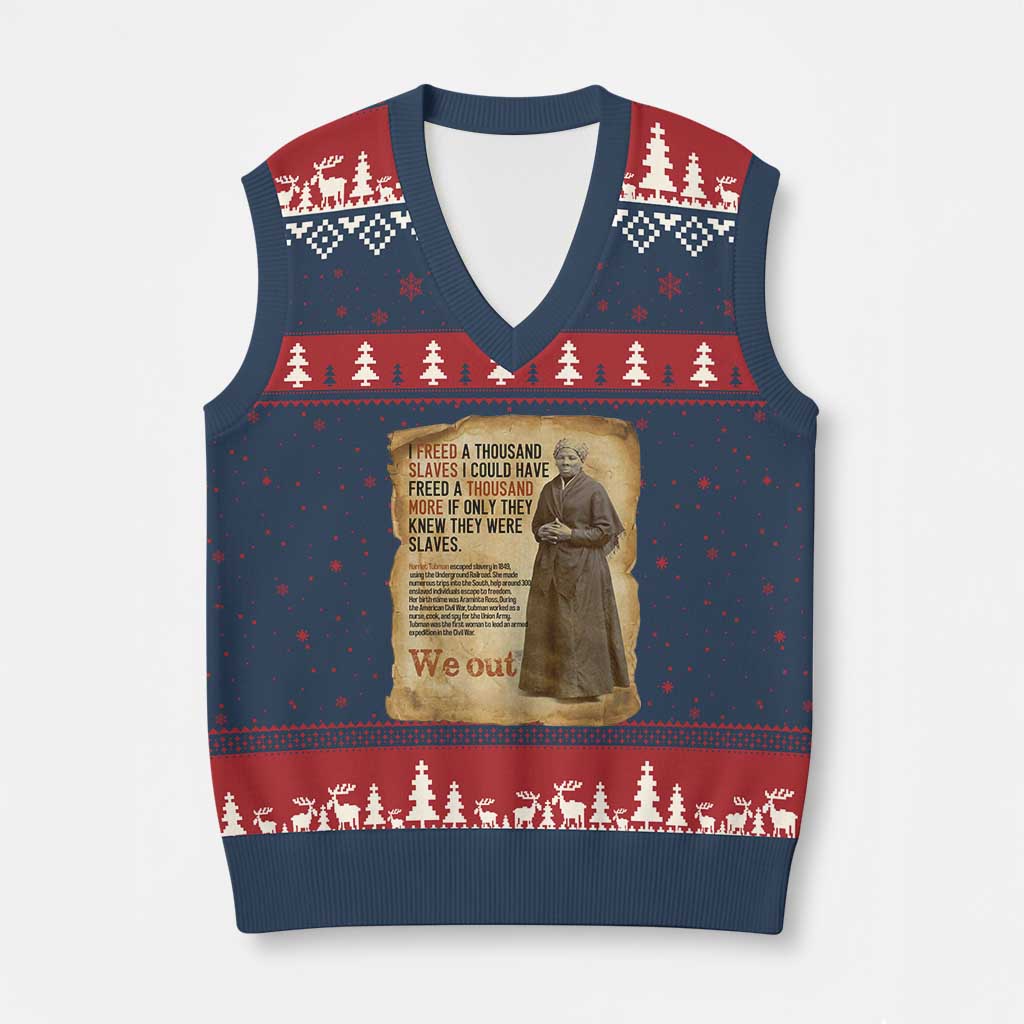 Harriet Tubman We Out V-Neck Knit Sweater Vest Vintage Black History Gift - Wonder Print Shop
