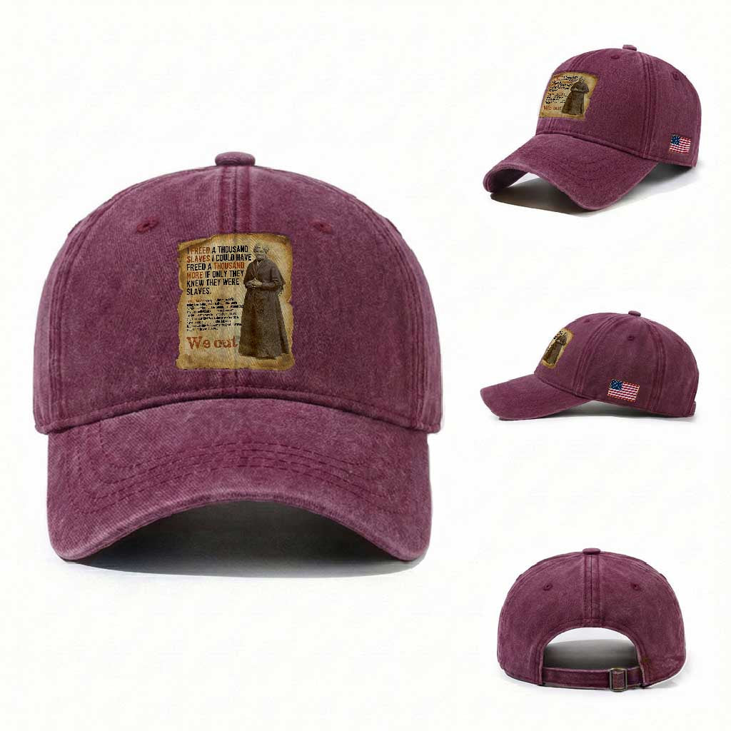 Harriet Tubman We Out Washed Cotton Baseball Cap Vintage Black History Gift