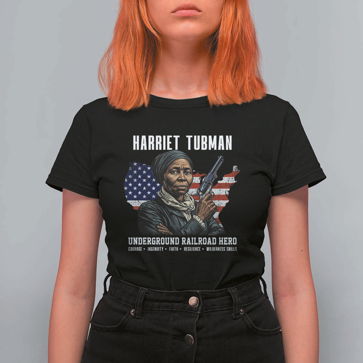 Harriet Tubman Patriotic T Shirt For Women Female Empowerment History Gift