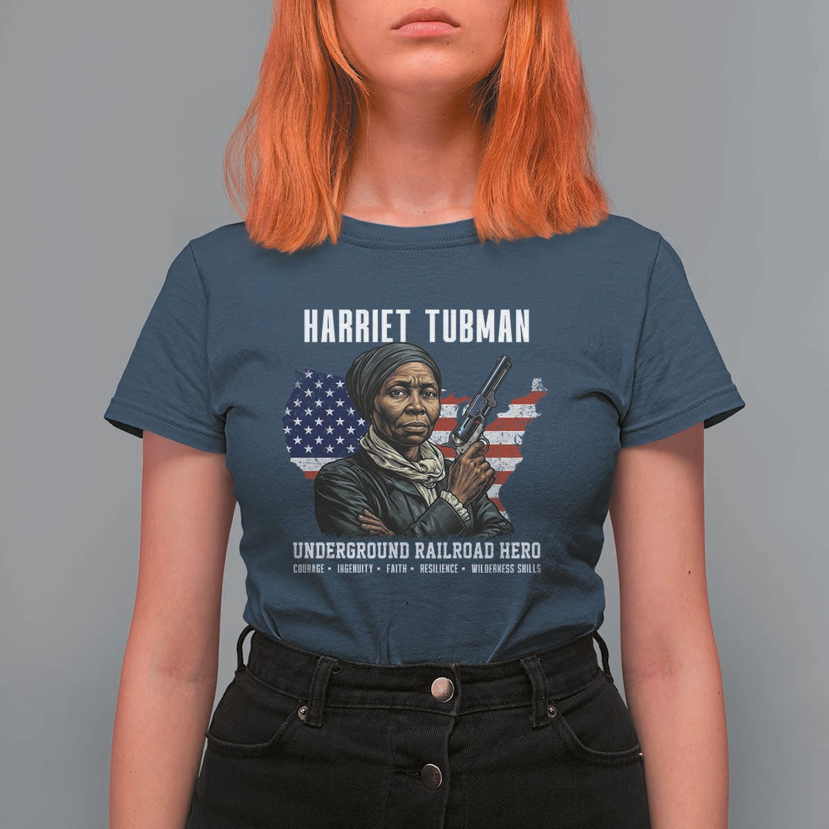 Harriet Tubman Patriotic T Shirt For Women Female Empowerment History Gift