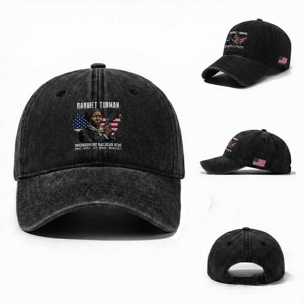 Harriet Tubman Patriotic Washed Cotton Baseball Cap Female Empowerment History Gift