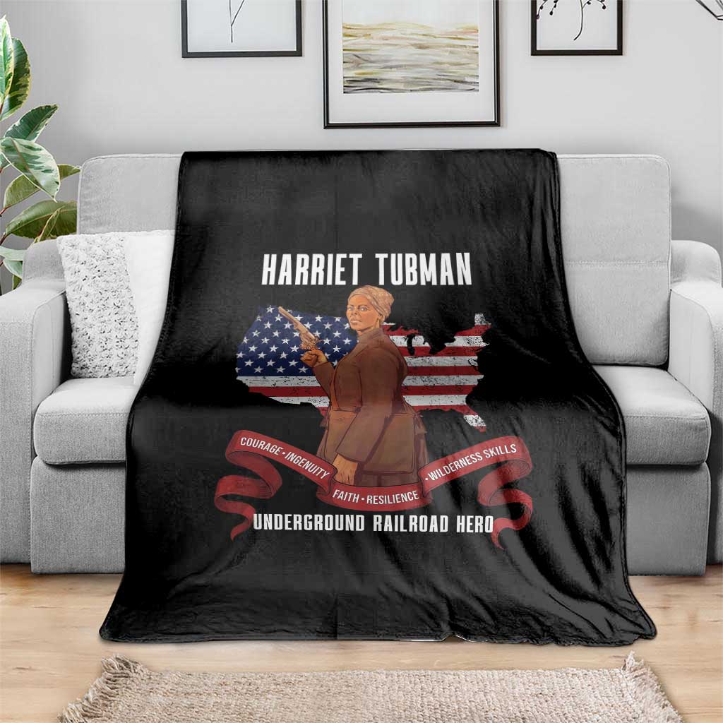 Harriet Tubman Patriotic Throw Blanket Strong Black Women Pride