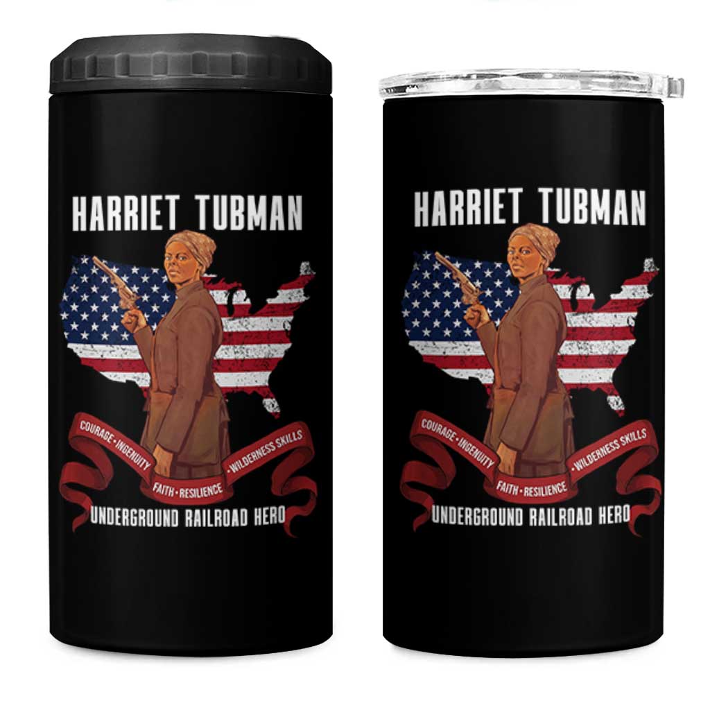 Harriet Tubman Patriotic 4 in 1 Can Cooler Tumbler Strong Black Women Pride