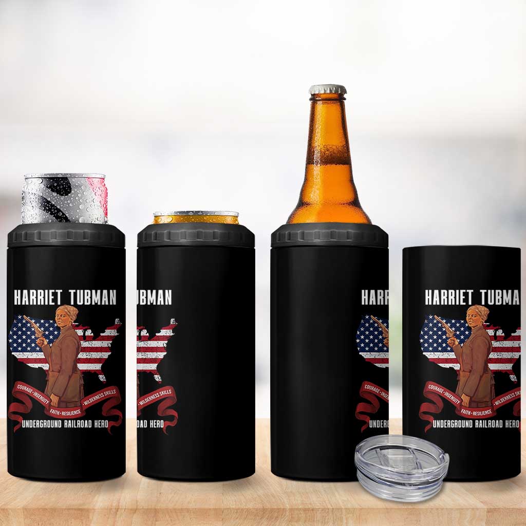 Harriet Tubman Patriotic 4 in 1 Can Cooler Tumbler Strong Black Women Pride