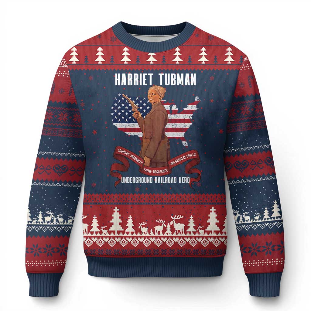 Harriet Tubman Patriotic Ugly Christmas Sweater Strong Black Women Pride
