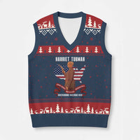 Harriet Tubman Patriotic V-Neck Knit Sweater Vest Strong Black Women Pride