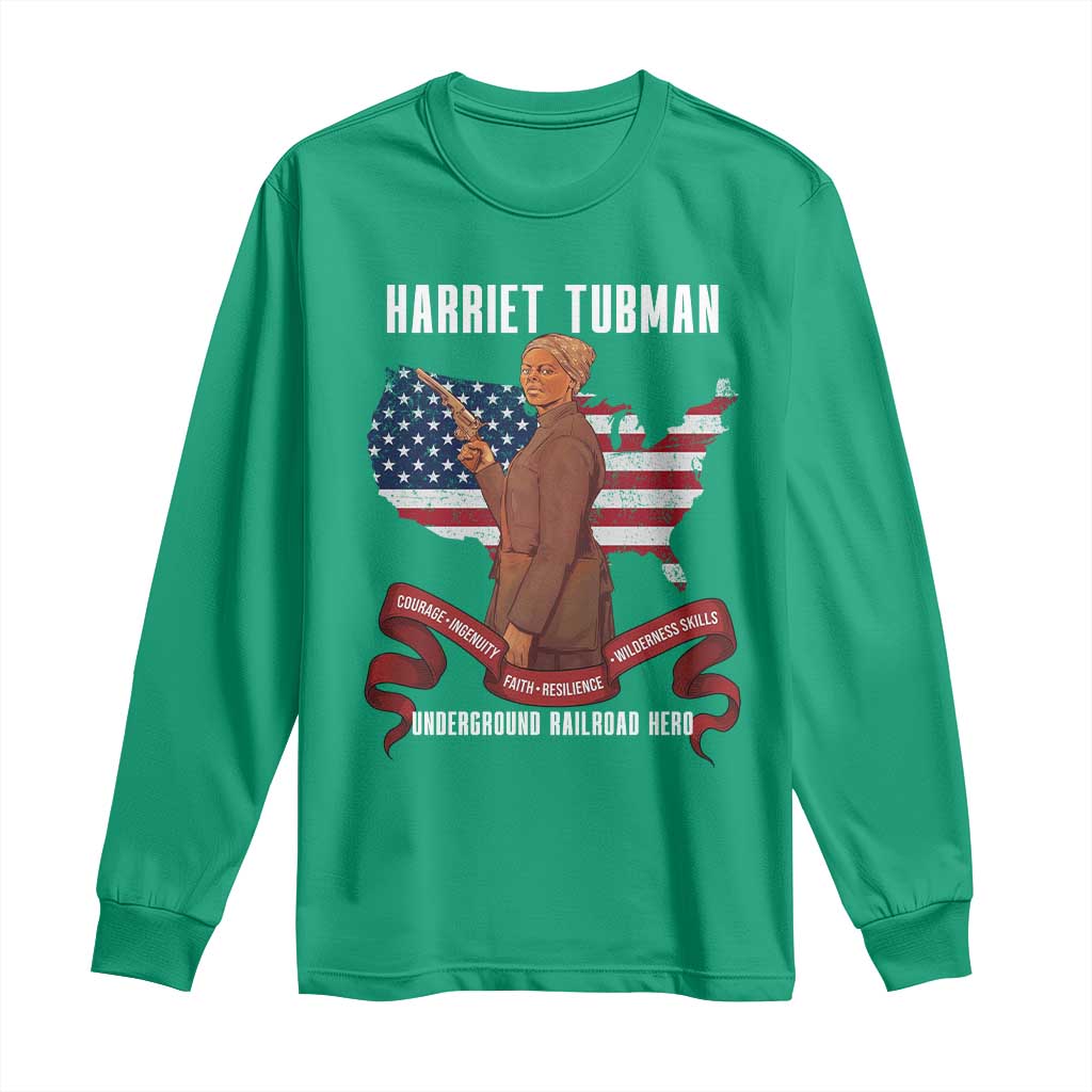 Harriet Tubman Patriotic Long Sleeve Shirt Strong Black Women Pride